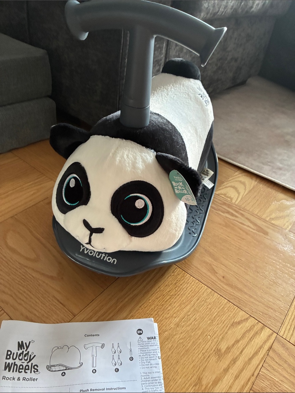 Yvolution My Buddy Roller Panda Rocker Black White NWT